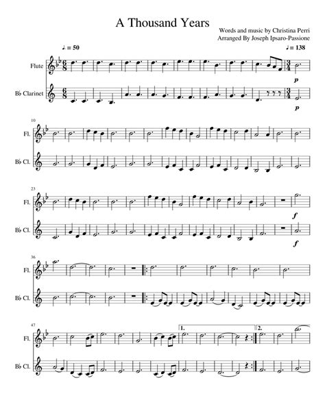 A Thousand Years Sheet Music Clarinet Slidesharedocs