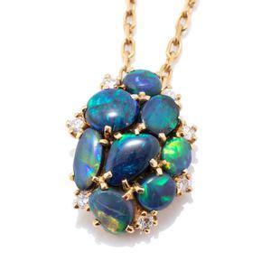 Ct Gold Opal Diamond Pendant Necklace Pendants Lockets Jewellery