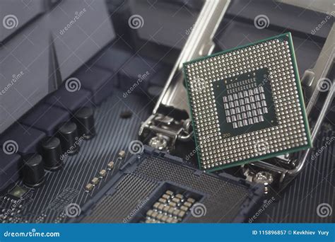 Intel Lga 1151 Cpu Socket On Motherboard Computer Pc With Cpu Processor
