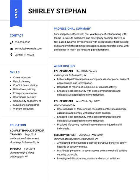Best Police Officer Resume Example In