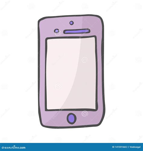 Smart Phone Color Doodle Icon Hand Drawn Sketch In Vector Stock Vector