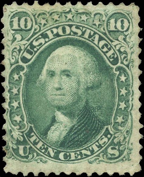 An Old Stamp With The Image Of President George Washington In Green And