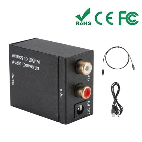 emk analog to digital audio converter l r rca to coaxial optical toslink spdif output converter