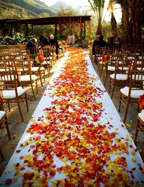 Ceremony Aisle With The Colors Of Autumn Leaves To Walk On Great For