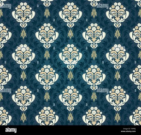 Damask Seamless Pattern Elegant Design In Royal Baroque Style Background Texture Floral And