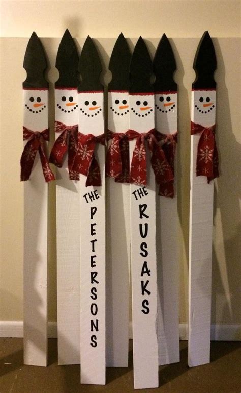 Hand Painted Personalized Snowman Fence Post Picket Holiday Etsy