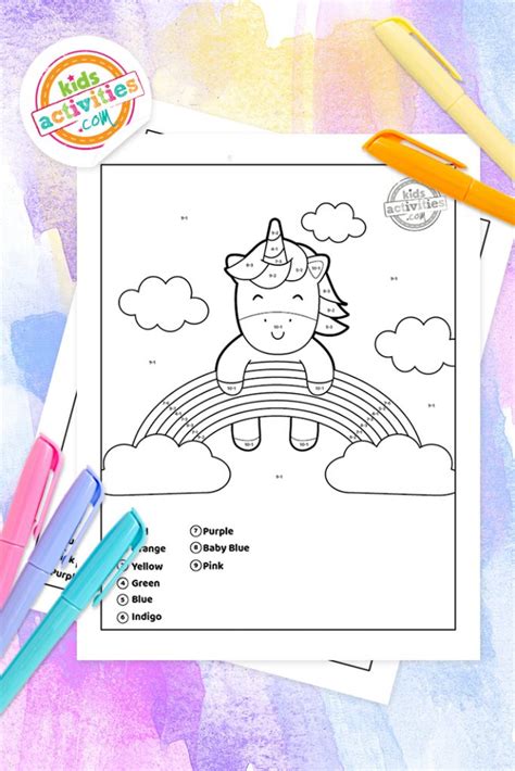 Great day creation coloring pages with number 1 coloring page. Unicorn Color by Number Subtraction Coloring Pages - Mom's Hug