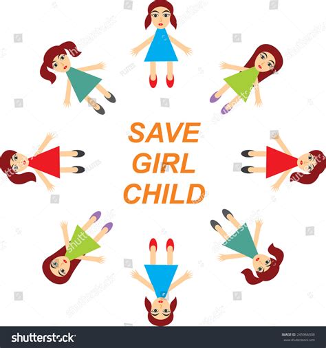 Illustration Little Girls Save Girl Child Stock Vector Royalty Free