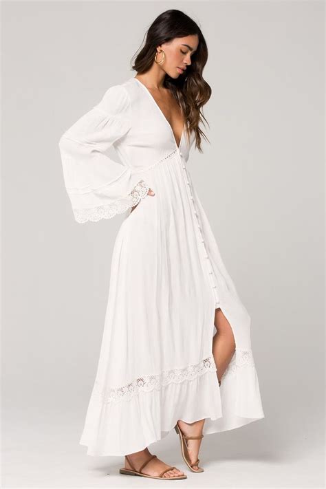 Baja Lace Duster Maxi Dress In 2020 White Boho Dress Long Sleeve Maternity Maxi Dress White