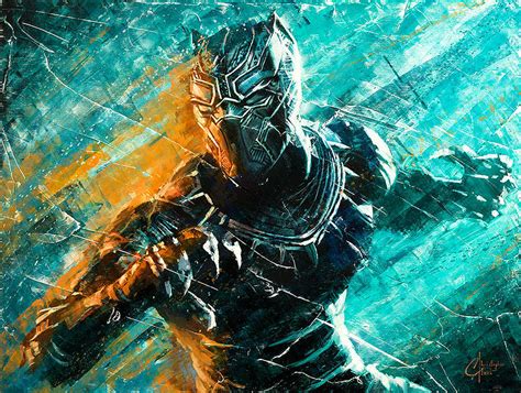 Marvel Black Panther Painting By Christopher Clark