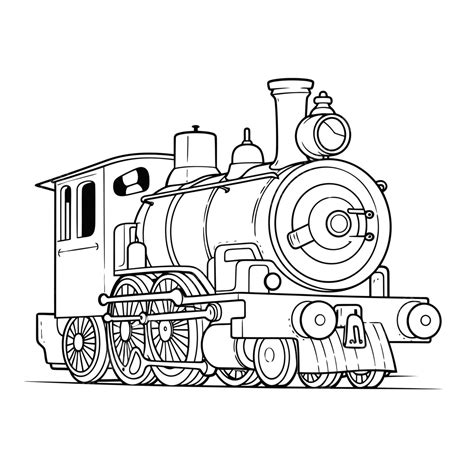 The Coloring Page Of A Train Engine Outline Sketch Drawing Vector
