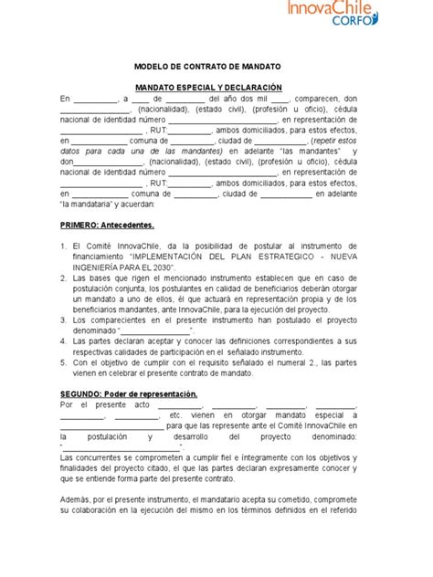 modelo contrato de mandato pdf información del gobierno justicia