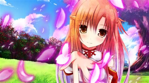Anime girls, sword art online, kissing, back, clouds, kirigaya kazuto. Asuna Yuuki HD Wallpaper | Background Image | 1920x1080 ...