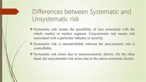 Difference Between Systematic And Unsystematic Risk