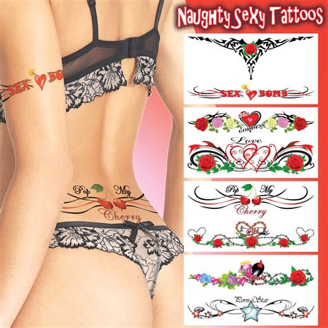 8 extra large kinky sexy temporary tattoos for women ladies adult fun for lower
