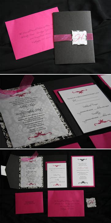 Hot Pink And Black Wedding Invitations