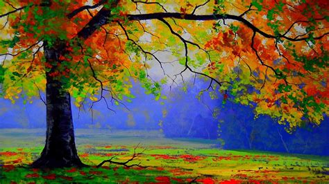 🥇 Paintings Landscapes Trees Autumn Season Drawings Wallpaper 110191
