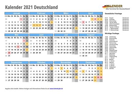 Ferien bayern 2021 im kalender. Kalender 2021 PDF und JPG im DIN A4-Querformat Fertig zum ...