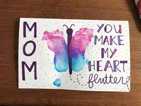 Mothers Day Card Butterfly Footprint Baby Footprint Crafts