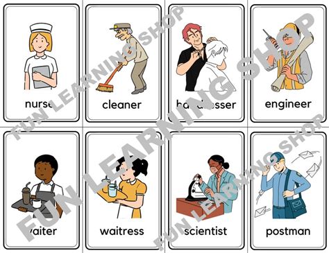32 Professions Flashcards Occupations Job Image Cards For Etsy