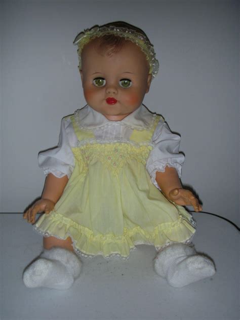 Vintage 1950s Heavy Vinyl Drink And Wet Doll With Molded Hair From
