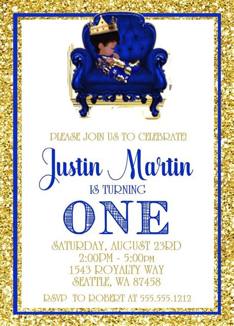 Prince 1st Birthday Party Invitations 1st Birthday Party Invitations