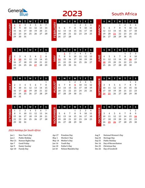 2023 South Africa Calendar With Holidays South Africa 2023 Calendar