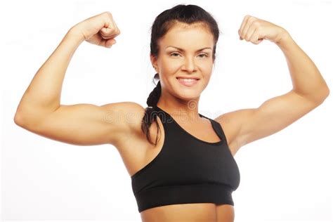 Young Sporty Woman Flexing Her Biceps Stock Photo Image Of Flexing