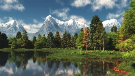 Nature Landscape Trees Forest Mountains Lake