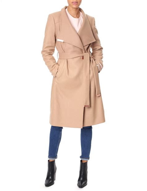 Ted baker women's midi wool wrap coat. Ted Baker Sandra Long Wool Wrap Coat in Camel (Natural) - Lyst