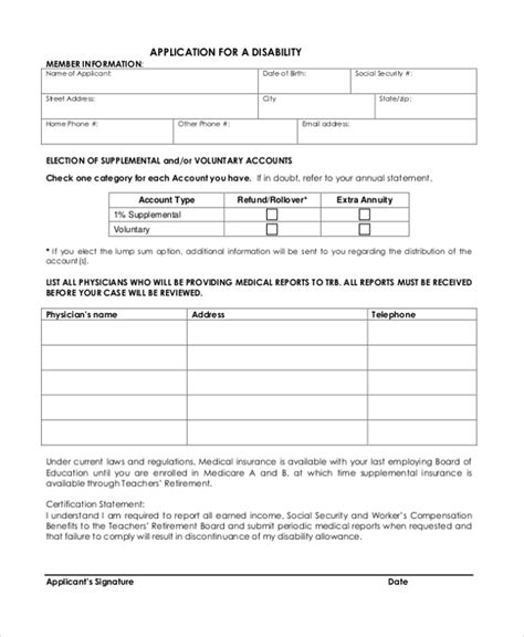 Free 23 Sample Disability Forms In Pdf Word Excel
