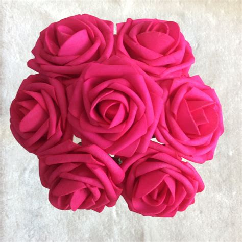 100pcs Hot Pink Wedding Flowers Fuschia Roses For Bridal Bridesmaids