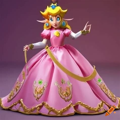 cosplay of link in princess peach s pink silk ballgown in a royal parlor on craiyon