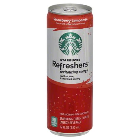 Starbucks Refreshers Strawberry Lemonade Sparkling Green Coffee Energy