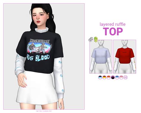 Layered Ruffle Top Casteru On Patreon In 2021 Sims 4 Mods Clothes