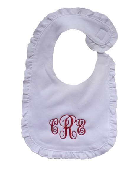 Embroidered Personalized White Cotton Ruffled Bib With Etsy Toddler