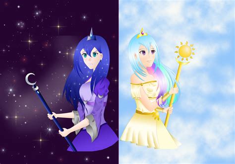 Luna And Celestia By Byakusharinnegan On Deviantart