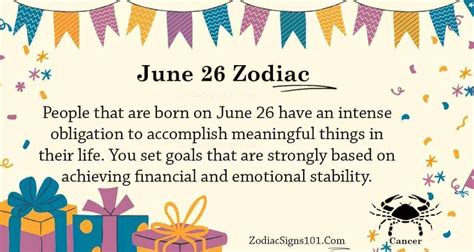 June 26 Zodiac Is Cancer Birthdays And Horoscope Zodiacsigns101