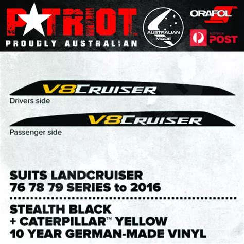 V8 Cruiser Hood Bonnet Scoop Bulge Decal Sticker Land Cruiser 70 76 78