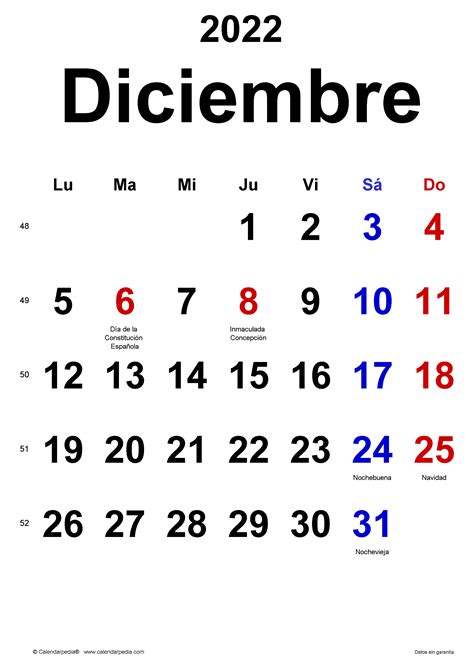 Calendario Diciembre 2022 En Word Excel Y Pdf Calendarpedia