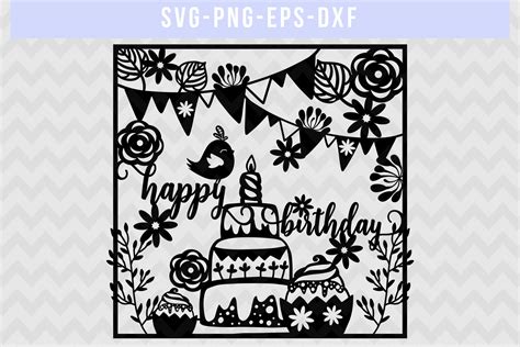 Happy Birthday Svg Cut File Papercut Template Dxf Eps Png 138225