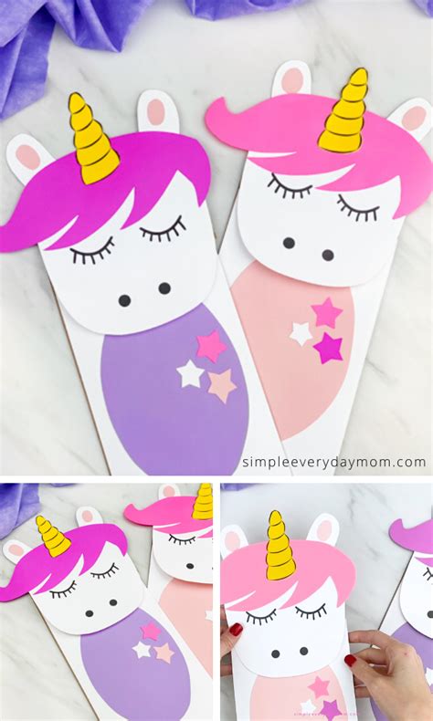 Unicorn Paper Bag Puppet Craft For Kids Free Template Puppet Crafts