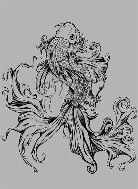 Lineart tattoos for girls, men & women. Koi Fish Line Drawing at PaintingValley.com | Explore ...