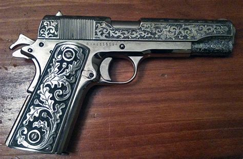 Colt 1911 Gun Grips Rare Solid Pewter Oak Leaf Engraved Kimber Heavy