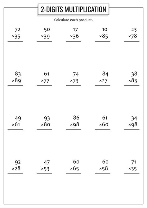 Printable Worksheets Multiplication Customize And Print