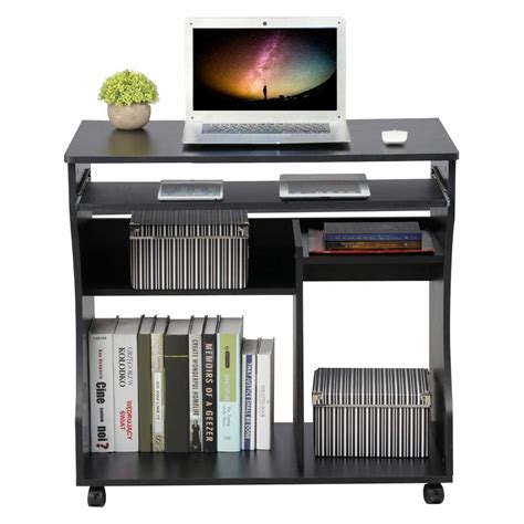 Yaheetech Movable Computer Desk With Sliding Keyboard Tray And Shelves