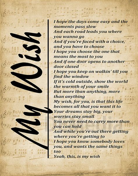 My Wish Lyrics Song Wall Art Digital Art Printable Etsy