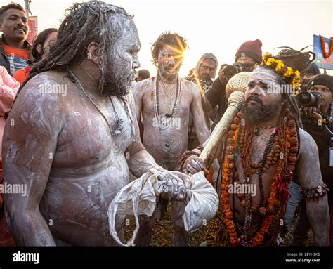 Naga Baba At Kumbh Mela During The Royal Bath At Ganges Ghat Stock Photo Alamy