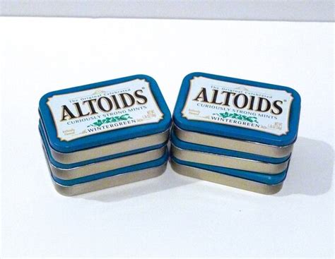 Altoids Tins Wintergreen Six Empty Crafting Turquoise Mints