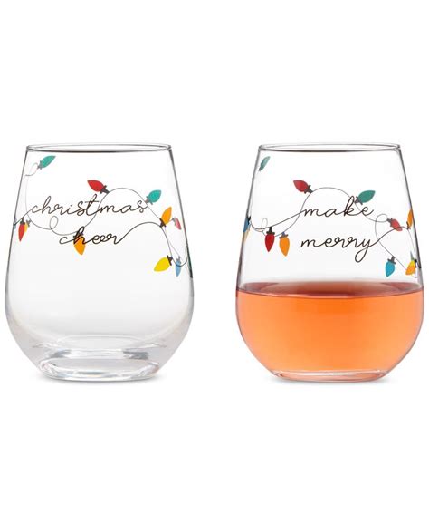 the cellar holiday stemless wine glasses set of 2 created for macy s macy s